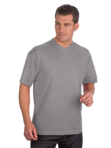 Qualityshirts 2 V-Neck T-Shirt im Doppelpack, Gr. L, Silber von Qualityshirts