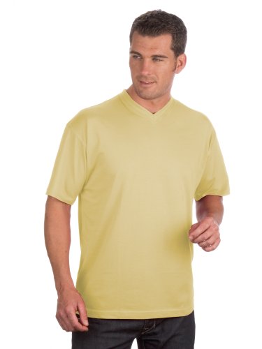 Qualityshirts 2 V-Neck T-Shirt im Doppelpack, Gr. XXL, gelb von Qualityshirts