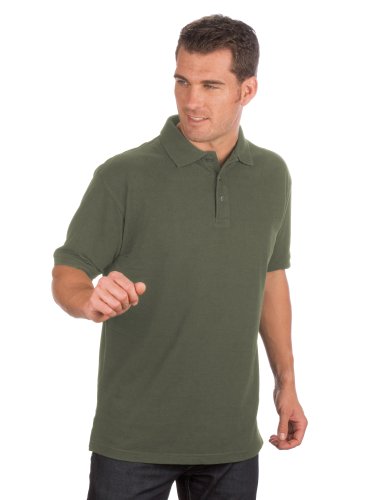QUALITYSHIRTS Kurzarm Pique Polo Shirt, Gr. 6XL, Oliv von QUALITYSHIRTS