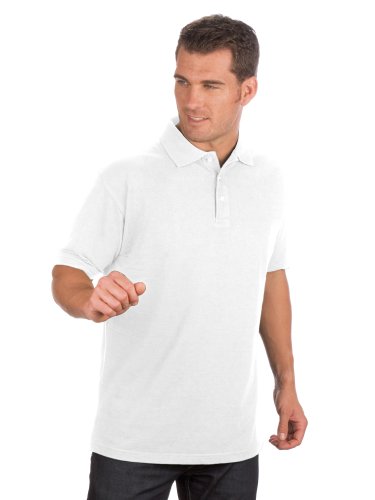 Qualityshirts Kurzarm Pique Polo Shirt, Gr. S, weiß von Qualityshirts