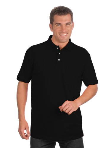 Qualityshirts Kurzarm Poloshirt mit Brusttasche, Gr. 3XL, schwarz von Qualityshirts