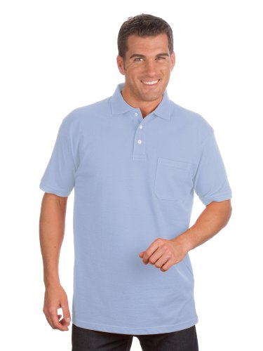 Qualityshirts Kurzarm Poloshirt mit Brusttasche, Gr. 4XL, hellblau von Qualityshirts