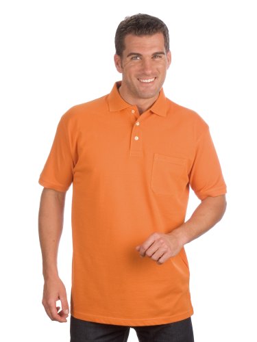 Qualityshirts Kurzarm Poloshirt mit Brusttasche, Gr. M, orange von Qualityshirts