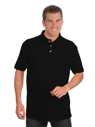 Qualityshirts Kurzarm Poloshirt mit Brusttasche, Gr. M, schwarz von Qualityshirts