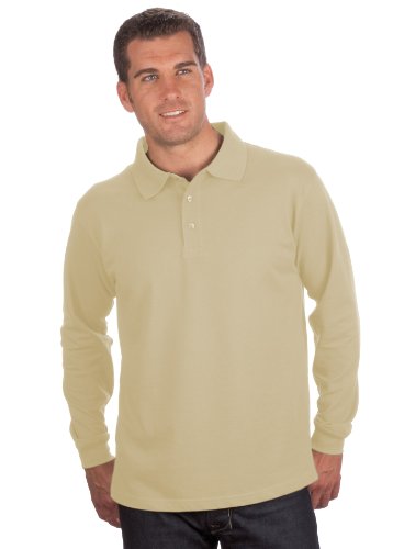 Qualityshirts Langarm Polo Shirt, Gr. 4XL, beige von Qualityshirts