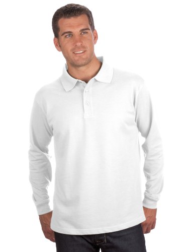 Qualityshirts Langarm Polo Shirt, Gr. 4XL, weiß von Qualityshirts
