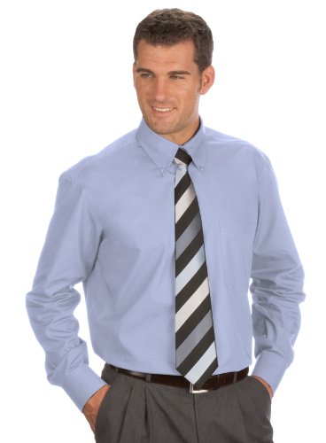 Qualityshirts Langarm Uni Hemd Button Down, Gr. 6XL (53/54), hellblau von Qualityshirts
