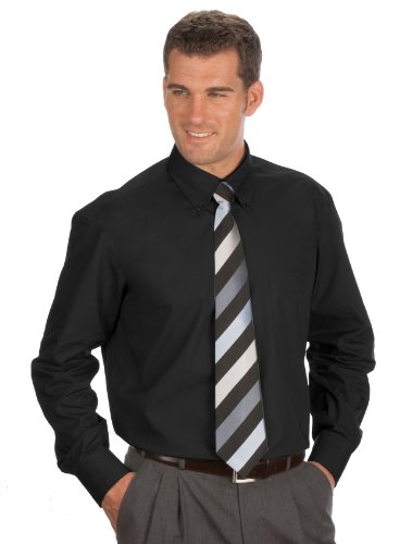 QUALITYSHIRTS Langarm Uni Hemd Button Down, Gr. XL (43/44), schwarz von QUALITYSHIRTS