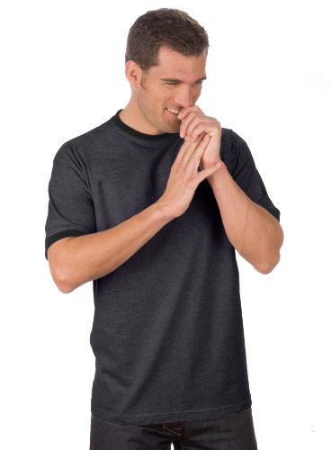 QUALITYSHIRTS T-Shirt mit Kontrastbündchen, Gr. 4XL, anthrazit von QUALITYSHIRTS