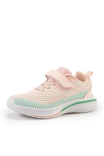 Quanen Electronic Mädchen Turnschuhe Hallenschuhe Kinder Turnschuhe Für Jungen Sportschuhe Mädchen Kinderschuhe Atmungsaktiv Laufschuhe Sneaker Rosa 36EU von Quanen Electronic