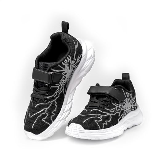Quanen Electronic Turnschuhe Junge Mädchen Air Sportschuhe Kinder Laufschuhe Leicht Atmungsaktiv Fitnesss Tennis Sneaker Schwarz 34EU von Quanen Electronic