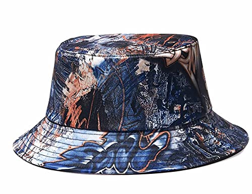 Quanhaigou Bucket Hat for Men Women,Packable Reversible Printed Sun Hats,Fisherman Outdoor Summer Travel Hiking Beach Caps, Graffiti D.blue, Einheitsgröße von Quanhaigou