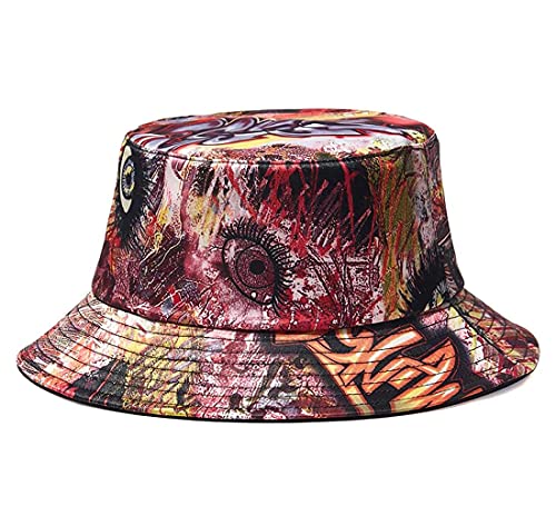 Quanhaigou Bucket Hat for Men Women,Packable Reversible Printed Sun Hats,Fisherman Outdoor Summer Travel Hiking Beach Caps, Graffiti Pink, Einheitsgröße von Quanhaigou