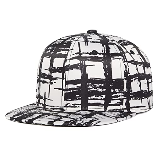 Quanhaigou Klassische Snapback Mütze Hip Hop Flat Bill Visor Cap - Unisex Erwachsene Adjustable Baseball Hüte, Weißer Graffiti, Einheitsgröße von Quanhaigou