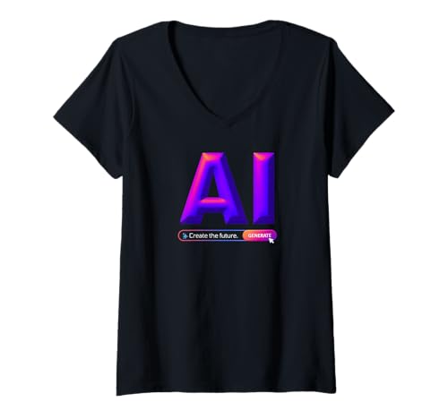 Damen AI Prompt Power T-Shirt mit V-Ausschnitt von Quantum AI
