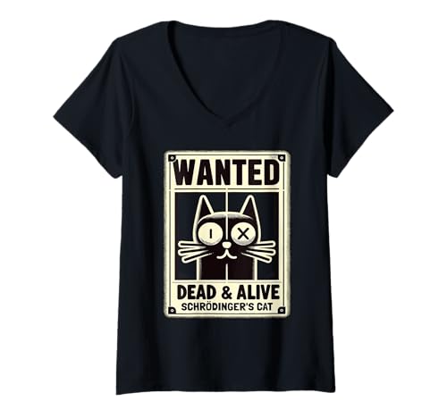 Damen Schrödingers Katze Wissenschaft Physik Lustig T-Shirt mit V-Ausschnitt Damen Schrödingers Katze Wissenschaft Physik Lustig T-Shirt mit V-Ausschnitt von Quantum Physics Cat Humor for Nerds and Geeks