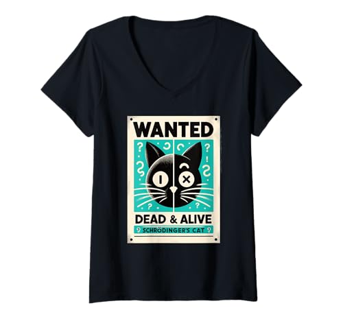 Damen Schrödingers Katze Wissenschaft Physik Lustig T-Shirt mit V-Ausschnitt Damen Schrödingers Katze Wissenschaft Physik Lustig T-Shirt mit V-Ausschnitt von Quantum Physics Cat Humor for Nerds and Geeks