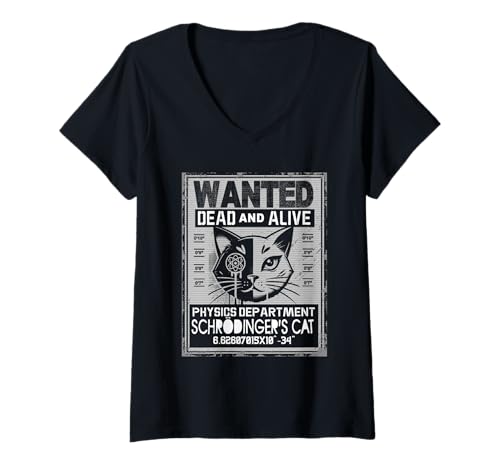 Damen Schrödingers Katze gesucht Physiklehrer Physiker Lustig T-Shirt mit V-Ausschnitt Damen Schrödingers Katze gesucht Physiklehrer Physiker Lustig T-Shirt mit V-Ausschnitt von Quantum Physics Nerd Science Physics Student