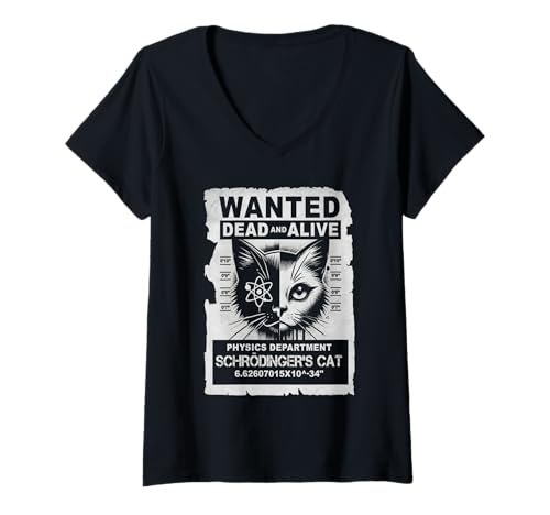 Damen Schrödingers Katze gesucht Physiklehrer Physiker Lustig T-Shirt mit V-Ausschnitt Damen Schrödingers Katze gesucht Physiklehrer Physiker Lustig T-Shirt mit V-Ausschnitt von Quantum Physics Nerd Science Physics Student