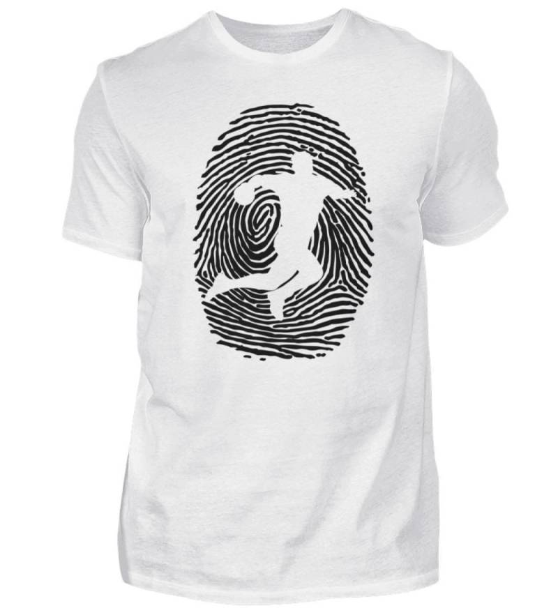 Handball Fingerabdruck Shirt, Handballer Dna Geschenk, Handballspieler Baumwolle T-Shirt Schwarz von Quantux