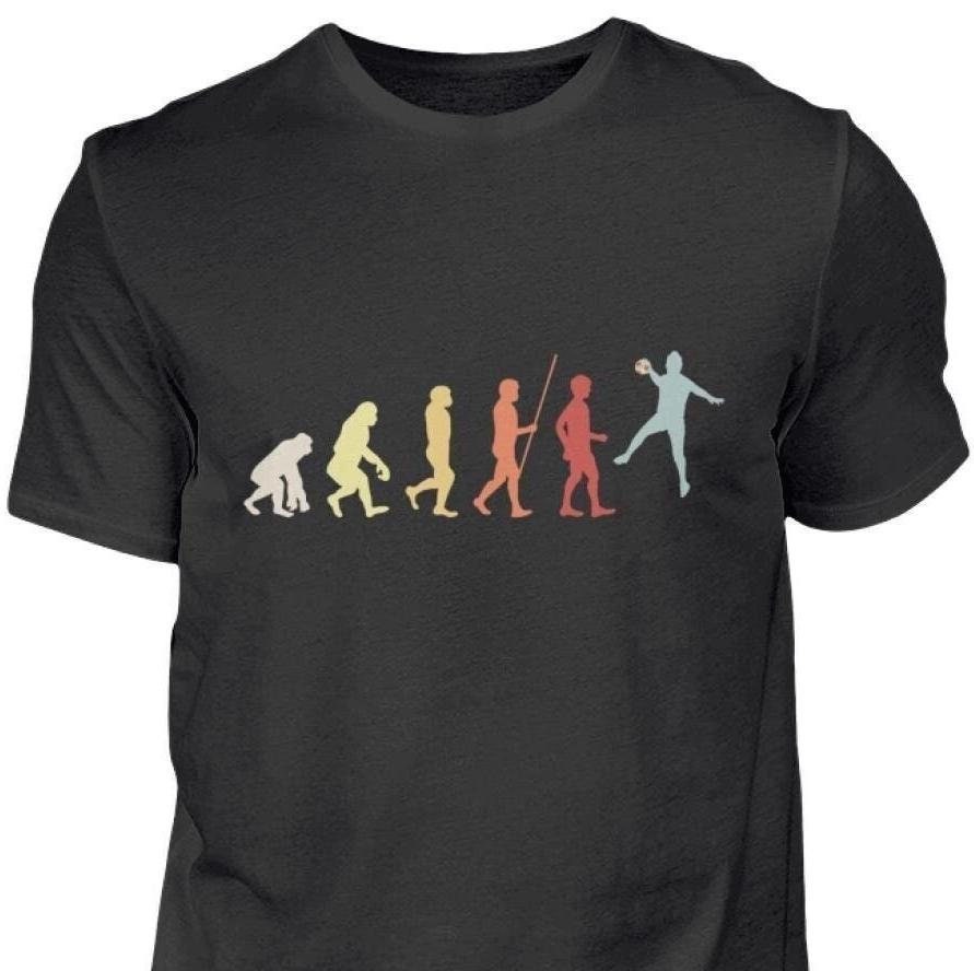 Handballer Evolution Retro Shirt, Handball Geschenkidee, Handballspieler Baumwolle T-Shirt Vintage Handballer Evolution Retro Shirt, Handball Geschenkidee, Handballspieler Baumwolle T-Shirt Vintage von Quantux