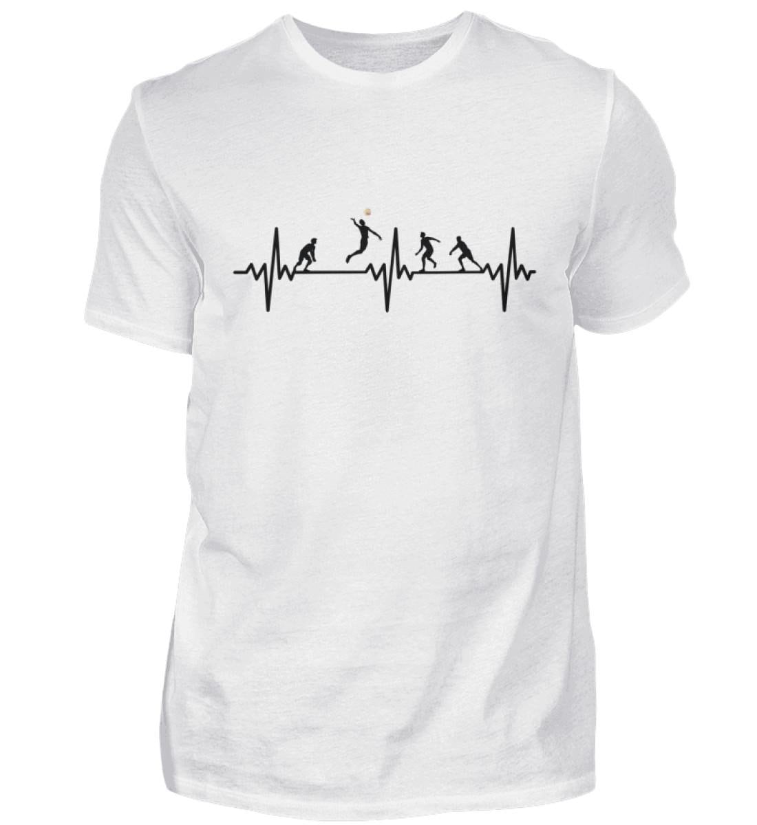 Volleyball Frequenz Shirt, Volleyballer Geschenkidee, Beach Puls, Herzschlag Baumwolle T-Shirt Schwarz von Quantux