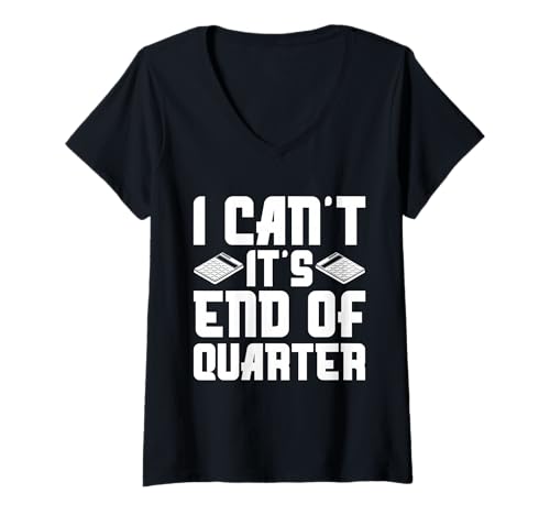 Damen Rechner-Design zum Ende des Quartals T-Shirt mit V-Ausschnitt von Quarter Crunch Humor