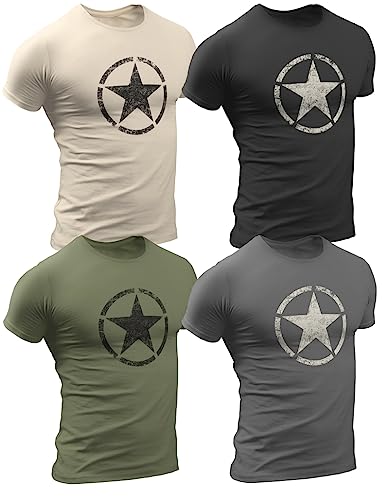 4er-Pack Militär-T-Shirt für Fans von US Army T-Shirt PHYS.Ed, Fitnessstudio, Training, Bodybuilding, US-Flagge, Armee der Vereinigten Staaten, sportliche Aktivitäten von Quarter Mile Clothing