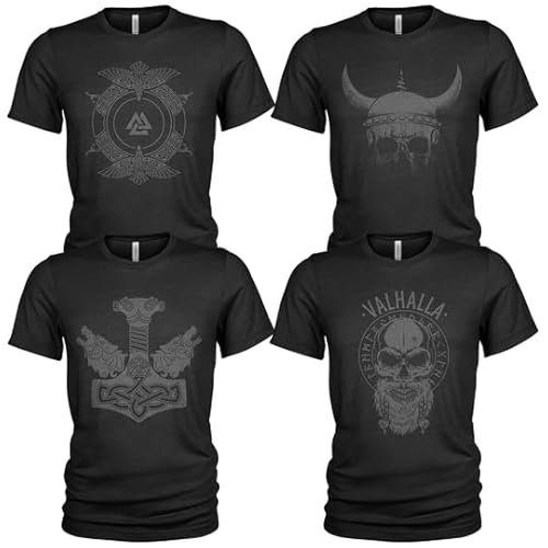 4er-Pack T-Shirt Nordischer Wikinger | Rabe | Runen | Walküre | Ragnarök | Vikings | Walhalla | Midgard | Tshirt der nordischen Mythologie 4er-Pack T-Shirt Nordischer Wikinger | Rabe | Runen | Walküre | Ragnarök | Vikings | Walhalla | Midgard | Tshirt der nordischen Mythologie von Quarter Mile Clothing