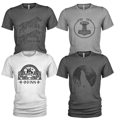 4er Pack Wikinger T Shirt für Herren Walhalla Ragnarok T-Shirt Set 4er Pack Wikinger T Shirt für Herren Walhalla Ragnarok T-Shirt Set von Quarter Mile Clothing