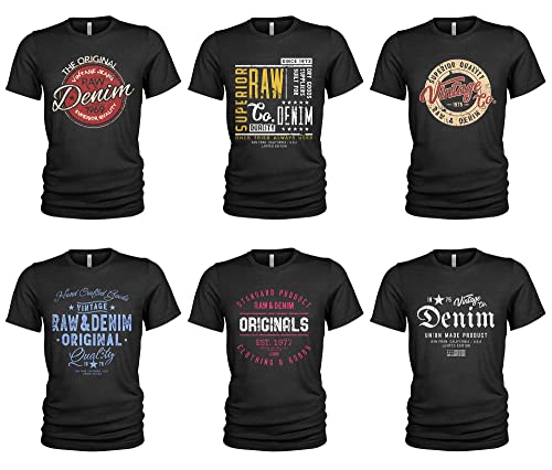 Herren 6er Pack T-Shirt aus Bio-Baumwolle für Herbst, Winter, Freizeit, Jeans und Arbeitskleidung von Quarter Mile Clothing