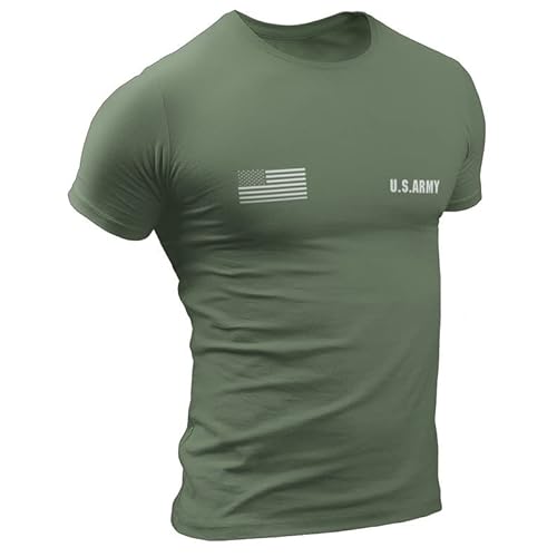 Militär-T-Shirt für Fans von US Army T-Shirt PHYS.Ed, Fitnessstudio, Training, Bodybuilding, US-Flagge, Armee der Vereinigten Staaten, sportliche Aktivitäten von Quarter Mile Clothing