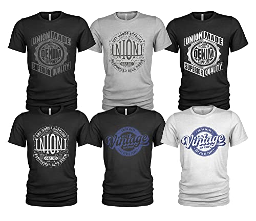 Herren 6er Pack T-Shirt Set Lässiges T Shirt mit O-Ausschnitt von Quarter Mile Clothing