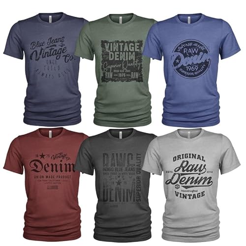 Herren 6er Pack T-Shirt Set Lässiges T Shirt mit O-Ausschnitt von Quarter Mile Clothing