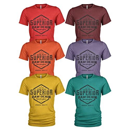 Herren 6er Pack T-Shirt Set Lässiges T Shirt mit O-Ausschnitt von Quarter Mile Clothing