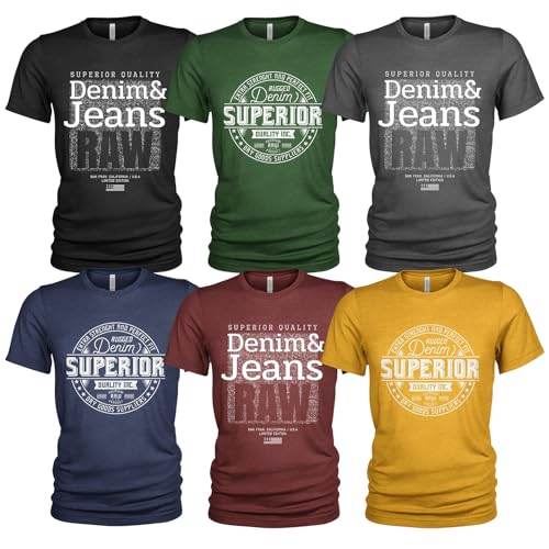 Herren 6er Pack T-Shirt Set Lässiges T Shirt mit O-Ausschnitt Herren 6er Pack T-Shirt Set Lässiges T Shirt mit O-Ausschnitt von Quarter Mile Clothing