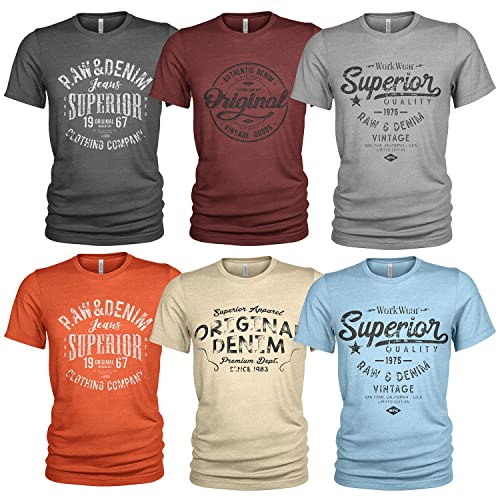 Herren 6er Pack T-Shirt aus Bio-Baumwolle für Herbst, Winter, Freizeit, Jeans und Arbeitskleidung von Quarter Mile Clothing