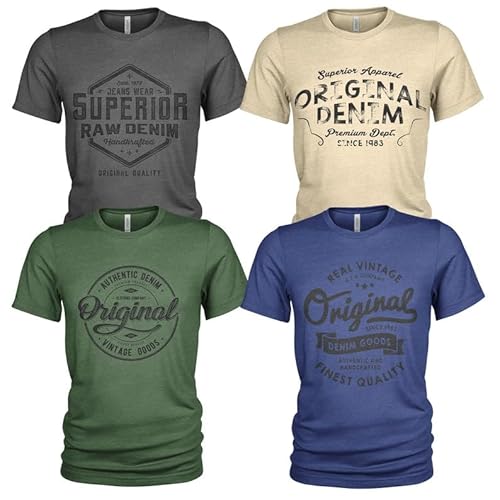 Herren T-Shirt Pack 4er Pack Lässiges T Shirt für Herren mit O-Ausschnitt von Quarter Mile Clothing