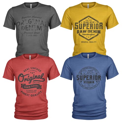 Herren T-Shirt Pack 4er Pack Lässiges T Shirt für Herren mit O-Ausschnitt von Quarter Mile Clothing