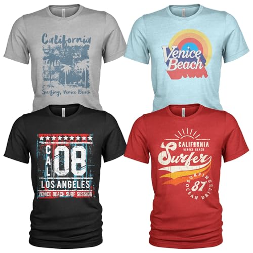 Herren T-Shirt Pack 4er Pack Lässiges T Shirt für Herren mit O-Ausschnitt Herren T-Shirt Pack 4er Pack Lässiges T Shirt für Herren mit O-Ausschnitt von Quarter Mile Clothing