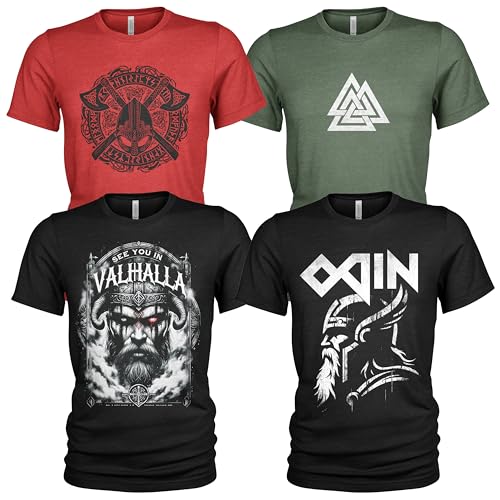 4er Pack Wikinger T Shirt für Herren T-Shirt Set von Quarter Mile Clothing