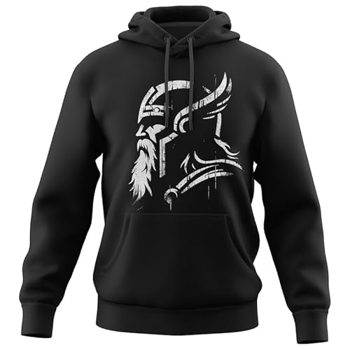 Quarter Mile Clothing Odin Wikingergott Herren Schwarzer Kapuzenpullover von Quarter Mile Clothing