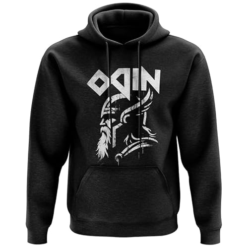 Quarter Mile Clothing See You in Valhalla Odin Wikinger Herren Schwarzer Kapuzenpullover von Quarter Mile Clothing