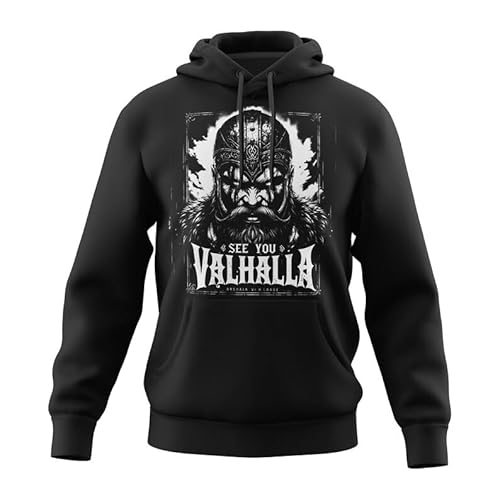 Quarter Mile Clothing Wikinger Berserker See You in Valhalla Herren Kapuzenpullover in Schwarz von Quarter Mile Clothing