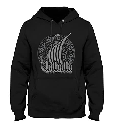 Quarter Mile Clothing Wikinger Kapuzenpullover Norse Walhalla Walküre | Ragnarök | Midgard | Viking Hoodie #3740 (L), Schwarz von Quarter Mile Clothing