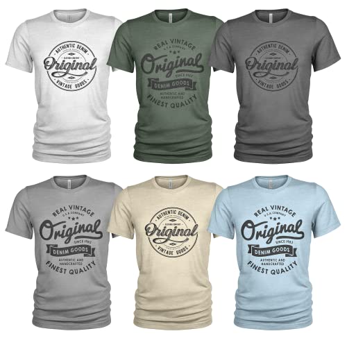 Herren 6er Pack T-Shirt Set Lässiges T Shirt mit O-Ausschnitt von Quarter Mile Clothing