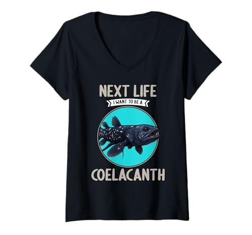 Damen Quastenflosser T-Shirt mit V-Ausschnitt Damen Quastenflosser T-Shirt mit V-Ausschnitt von Quastenflosser Tier Shop