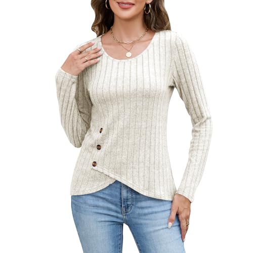 Sweatshirt Damen Pullover Langarm Oberteile Elegant Rundhals Shirt Basic Tunika Solide Tops Freizeit Tshirt für Frühling Herbst Winter Sweatshirt Damen Pullover Langarm Oberteile Elegant Rundhals Shirt Basic Tunika Solide Tops Freizeit Tshirt für Frühling Herbst Winter von Quatrefox