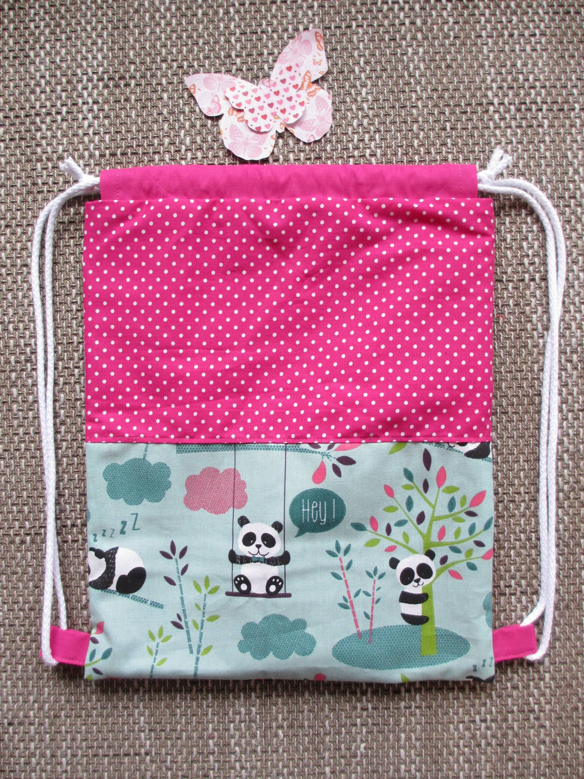 Rucksackbeutel Turnbeutel Pandabären von QuatschundQuassel