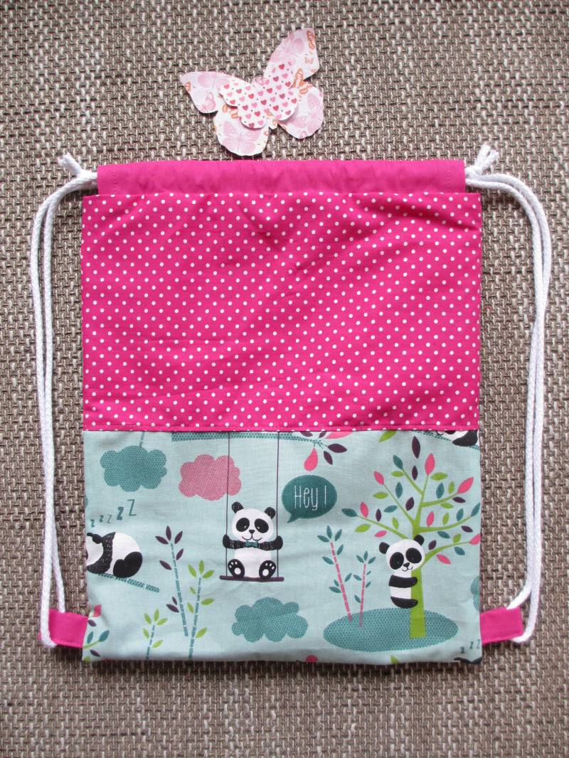 Rucksackbeutel Turnbeutel Pandabären von QuatschundQuassel